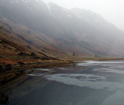 Reflections at Glen Coe
The mountains of Glen Coe reflected on Loch Achtriochtan.  [url=http://www.streetmap.co.uk/map.srf?X=213945&Y=756692&A=Y&Z=120/] Map location. [/url]
