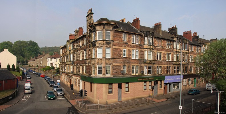 Tenement block, Barrhead
Located on the corner of Graham Street Paisley Road.  I've always wonder why the funeral director and medical centre are next to each other.  [url=http://www.streetmap.co.uk/map.srf?X=249836&Y=659357&A=Y&Z=110/] Map location. [/url]
