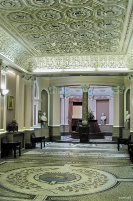 The Grand Corridor, Greenock Municipal Buildings
They weren't kidding when they called this the 'grand' corridor.  In 1881 the budget for the building was �80,000, as you might imagine this was easily exceeded.  The mosaic on the floor has a picture of a long ship with the town motto of "God Speed Greenock".  [url=http://www.streetmap.co.uk/map.srf?X=227962&Y=676180&A=Y&Z=115/] Map location. [/url]
