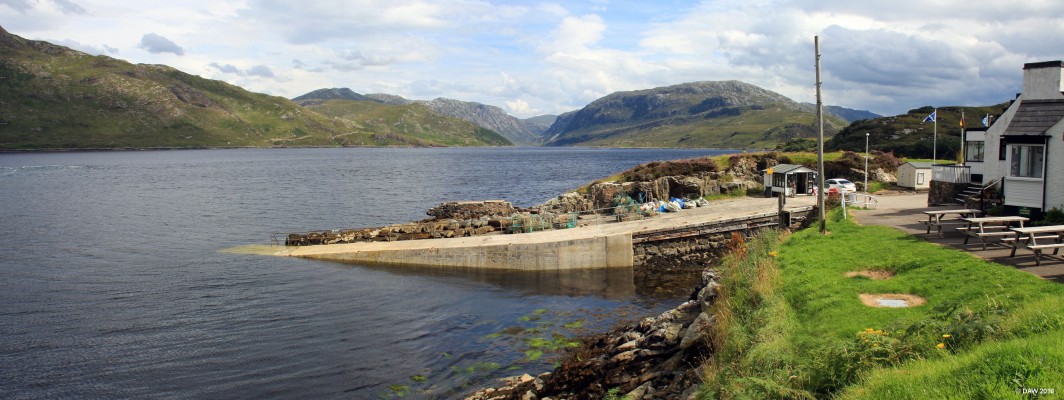 Kylesku Jetty
This is where the small car ferry used to cross before the bridge was opened in 1984, on the left is the Kylesku Hotel and in the centre in the distance in Loch Glendhu. [url=http://streetmap.co.uk/map.srf?X=222977&Y=933855&A=Y&Z=120/] Map location. [/url]
